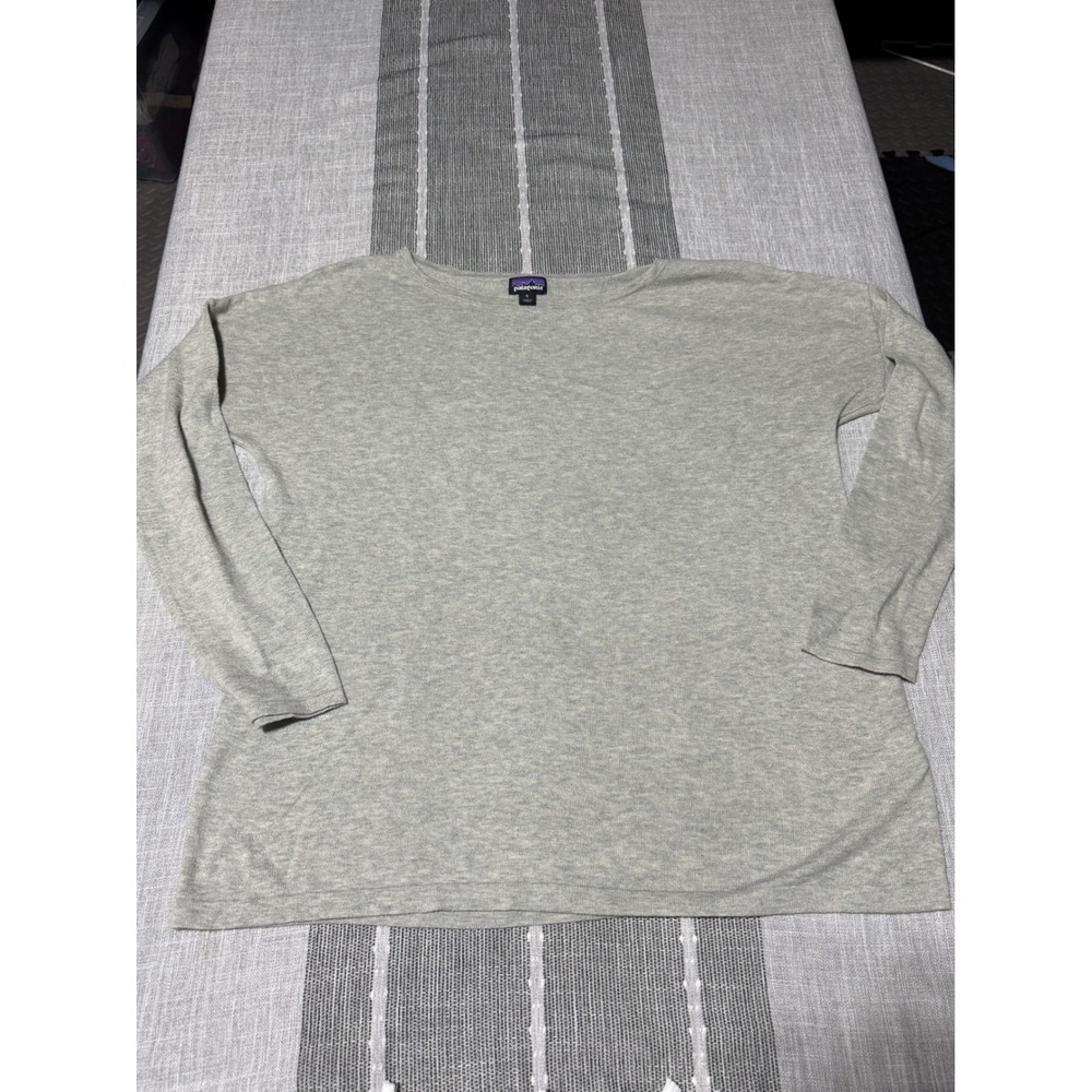 Patagonia Womens Gray‎ Heathered Long Sleeve Boat Neck Knit Top Sweater Size S